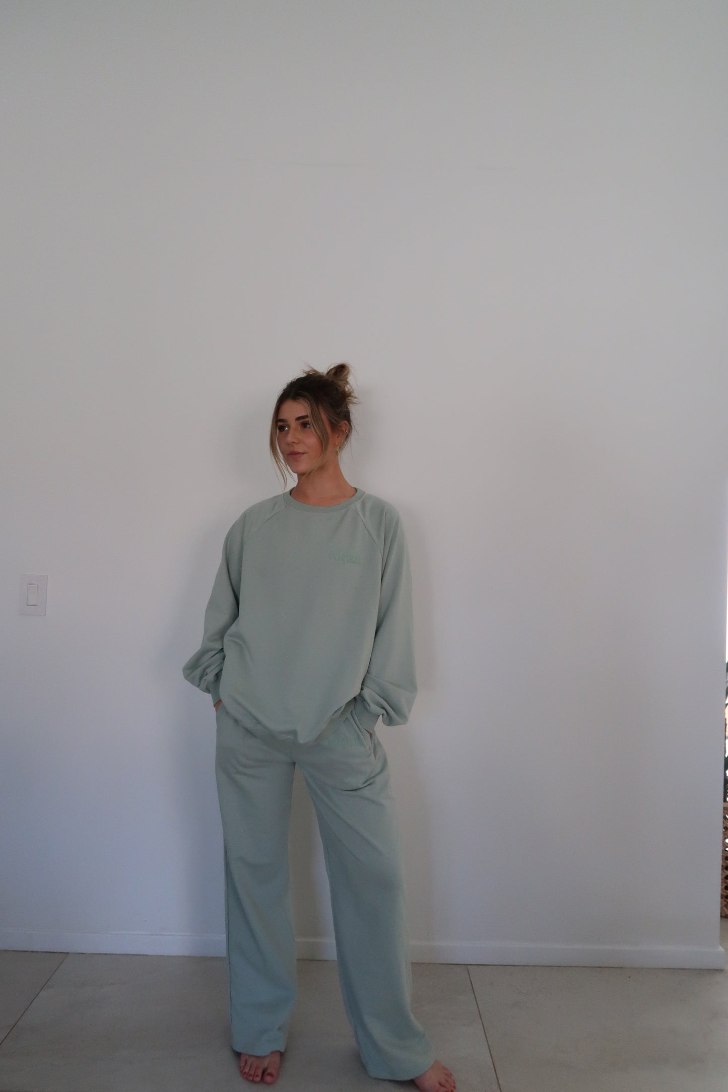 everyday pants in sage green