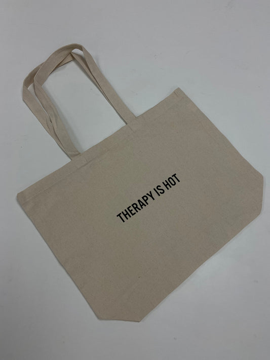 therapy is hot tote bag