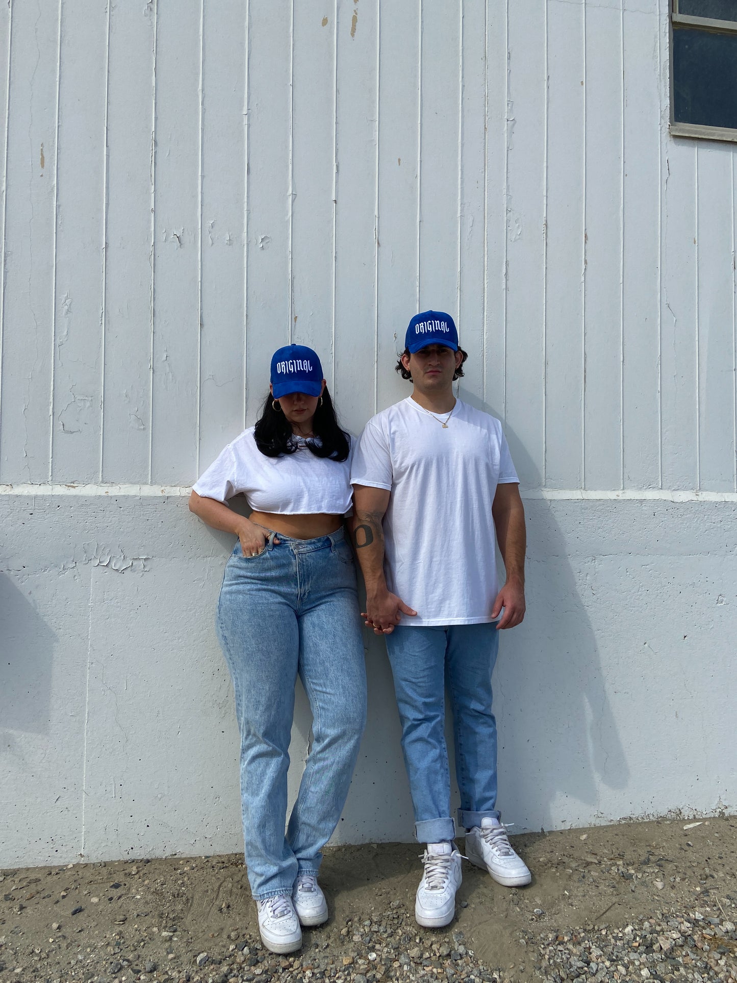 suede trucker hat in COBALT